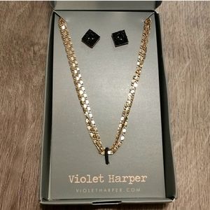 Violet Harper Isla Layered Necklace & Earrings Set Gold Plated New With Tags